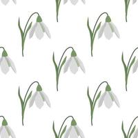 Seamless pattern with spring flowers and snowdrops vector