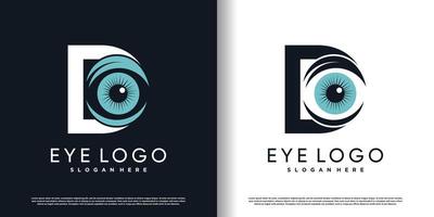 initial letter d logo design template with eye concept premium vector