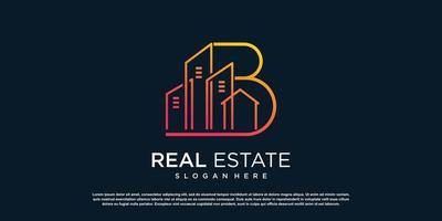 initial b logo design with realestate elemens icon concept premium vector