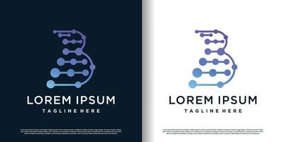 initial b logo design template with molekule elemens icon and creative concept premium vector