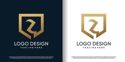 shield logo design with goden letter z concept premium vector