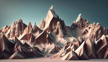 abstract panoramic background with rocky mountains. Terrain wallpaper. photo