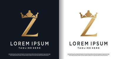 initial z logo design with crown element concept premium vector