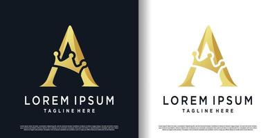 initial a logo design with crown element concept premium vector