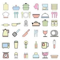 kitchen icon bundle set for food or cooking concept vector