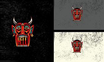 head red devil with horn vector mascot design