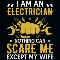 Electrician tshirt design vector