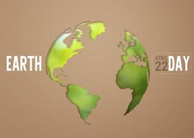 3d Rendering. Planet earth icon eco papercut on brown background. Earth day concept. photo