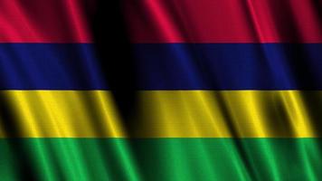 vlag van mauritius, met een golvend effect ten gevolge naar de wind. video