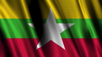Flag of Myanmar, with a wavy effect due to the wind. video