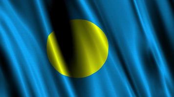 Flag of Palau, with a wavy effect due to the wind. video