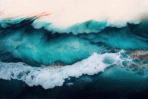 Aerial Drone Photo of waves crashing on the beach.