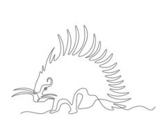 abstract Porcupine Continuous One Line Drawing vector