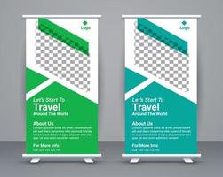 Roll up banner and travel banner template design free vector