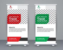 Roll up banner and travel banner template design free vector