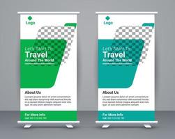 Roll up banner and travel banner template design free vector