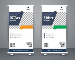 Roll up banner and travel banner template design free vector
