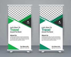 Roll up banner and travel banner template design free vector