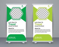 Roll up banner and travel banner template design free vector