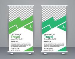 Roll up banner and travel banner template design free vector