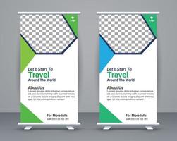 Roll up banner and travel banner template design free vector