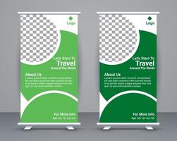 Roll up banner and travel banner template design free vector