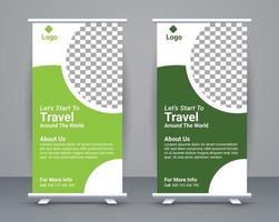 Roll up banner and travel banner template design free vector