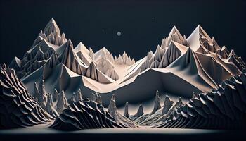 abstract panoramic background with rocky mountains. Terrain wallpaper. photo