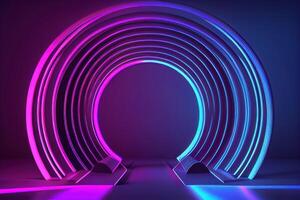 rounded pink blue neon lines, glowing in the dark. photo