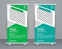 Roll up banner and travel banner template design free vector