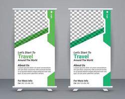 Roll up banner and travel banner template design free vector