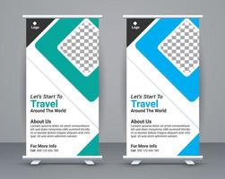 Roll up banner and travel banner template design free vector