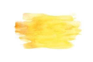Yellow Watercolor hand painting and splash abstract texture on white paper Background. photo