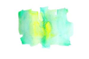 Green and Yellow Watercolor hand painting and splash abstract texture on white paper Background photo