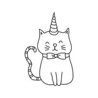 Hand drawn cat animal line art vector