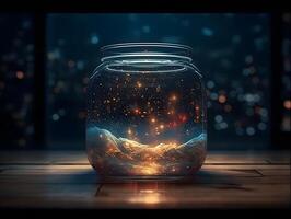 entire universe contained inside a glass jar. wallpaper, photo