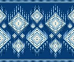 Ethnic folk geometric seamless pattern in indigo blue tone in vector illustration design for fabric, mat, carpet, scarf, wrapping paper, tile and more