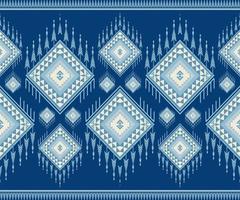 Ethnic folk geometric seamless pattern in indigo blue tone in vector illustration design for fabric, mat, carpet, scarf, wrapping paper, tile and more