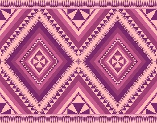 Ethnic folk geometric seamless pattern in purple tone in vector illustration design for fabric, mat, carpet, scarf, wrapping paper, tile and more