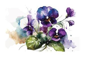 watercolor vibrant violets flower illustration for social media ads, posters, banners, and book covers design vector