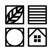 Abstract real estate vector icon design. Leaf, lines, circle and house in squares  flat icon.