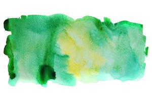 Green Watercolor hand painting and splash abstract texture on white paper Background photo