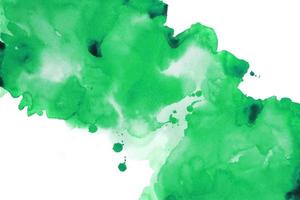 Green Watercolor hand painting and splash abstract texture on white paper Background photo
