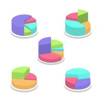 Set of isometric pie chart diagram illustration vector