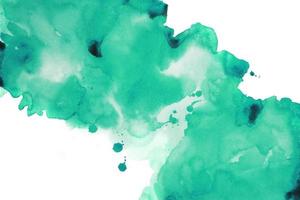 Viridian Green Watercolor hand painting and splash abstract texture on white paper Background photo