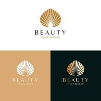 belleza vector logo diseño. concha plano logotipo belleza industria y productos cosméticos logo modelo.