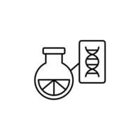 DNA, flask, orange vector icon