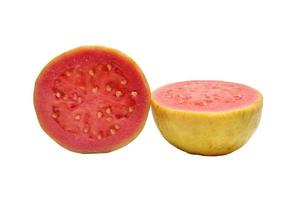 Guava fruit, pink, fresh, isolated on white background. Front view. photo