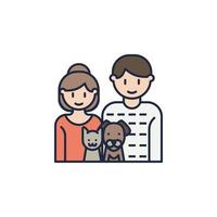 couple with pets cartoon vector icon