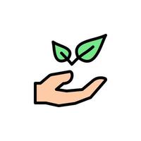 Herbal hand leaf vector icon